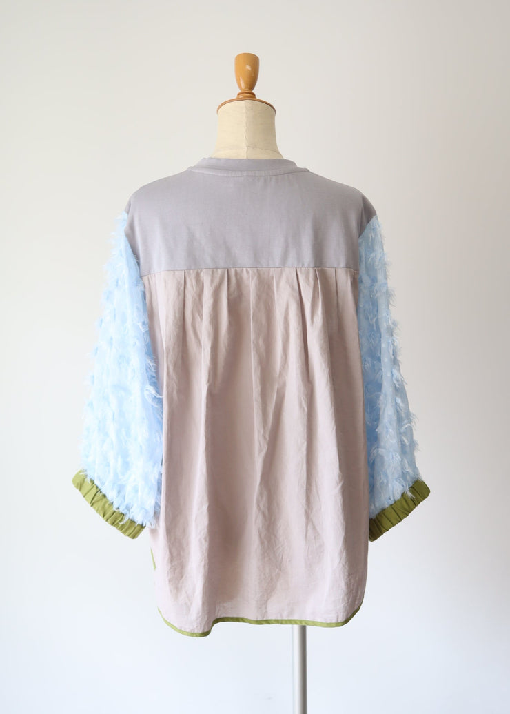 【新作】sleeve cut  jacquard T-shirt/K256-62272