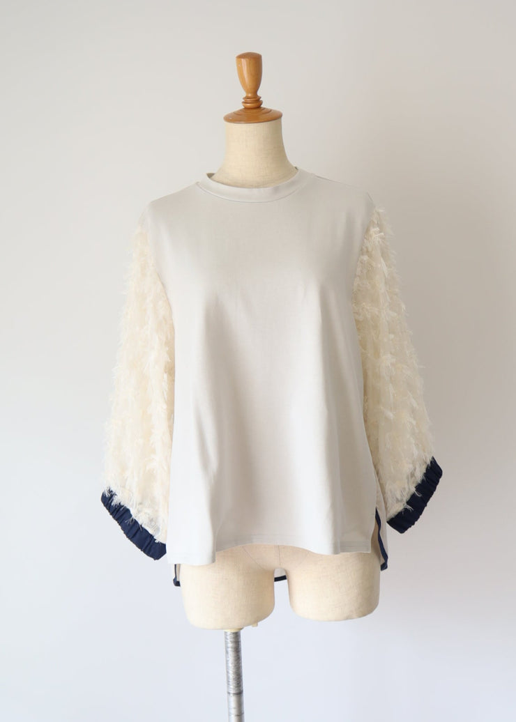 【新作】sleeve cut  jacquard T-shirt/K256-62272