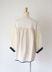 【新作】sleeve cut  jacquard T-shirt/K256-62272
