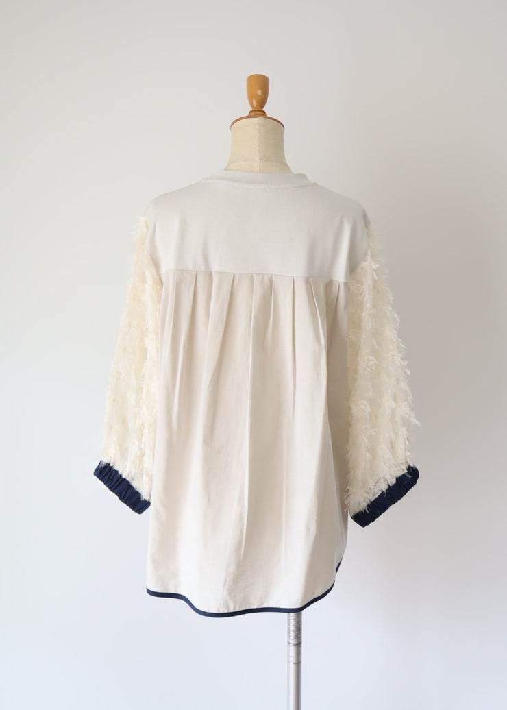 【新作】sleeve cut  jacquard T-shirt/K256-62272