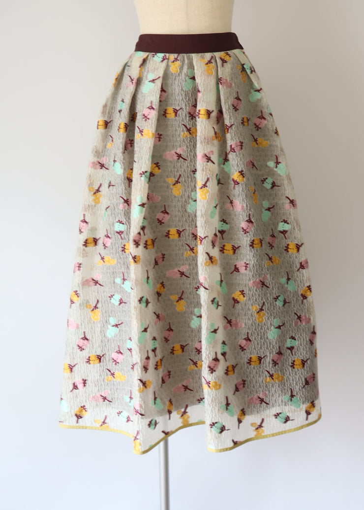 【新作】Flower jacquard flare skirt/K256-65098