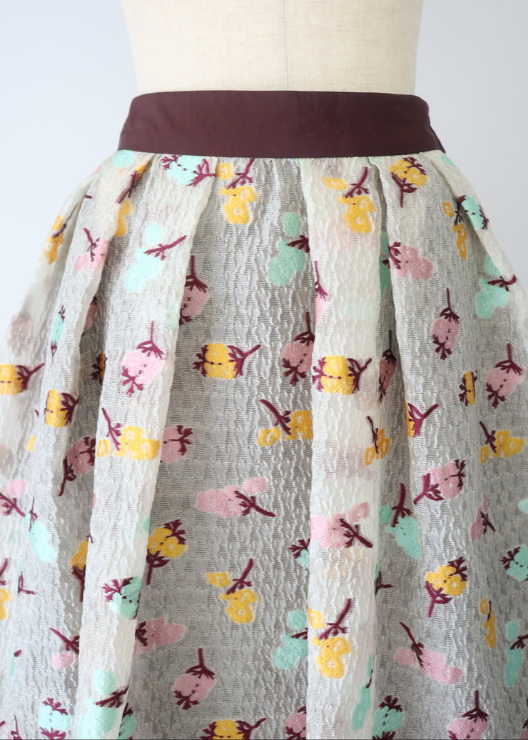 【新作】Flower jacquard flare skirt/K256-65098