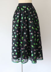 【新作】Flower jacquard flare skirt/K256-65098