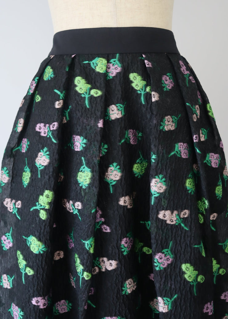 【新作】Flower jacquard flare skirt/K256-65098
