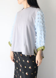 【新作】sleeve cut  jacquard T-shirt/K256-62272