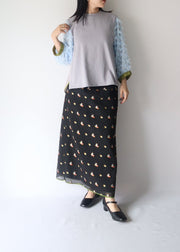 【新作】sleeve cut  jacquard T-shirt/K256-62272