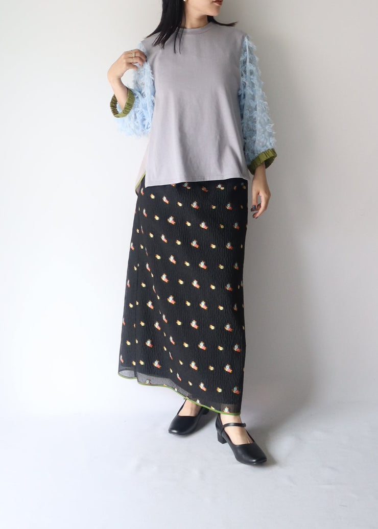 【新作】sleeve cut  jacquard T-shirt/K256-62272