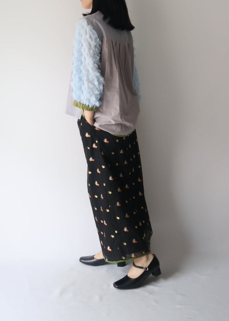 【新作】sleeve cut  jacquard T-shirt/K256-62272