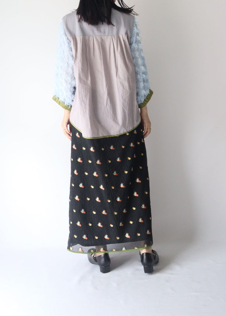【新作】sleeve cut  jacquard T-shirt/K256-62272
