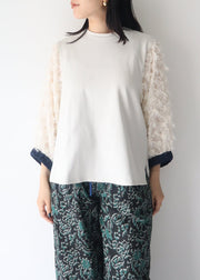 【新作】sleeve cut  jacquard T-shirt/K256-62272
