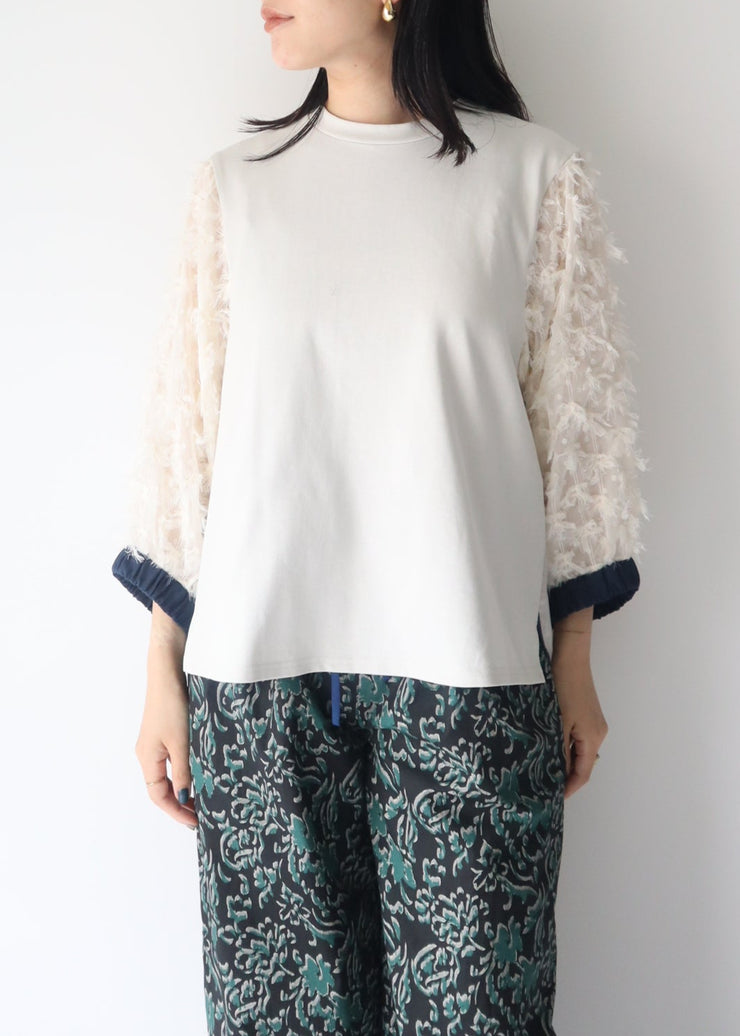【新作】sleeve cut  jacquard T-shirt/K256-62272
