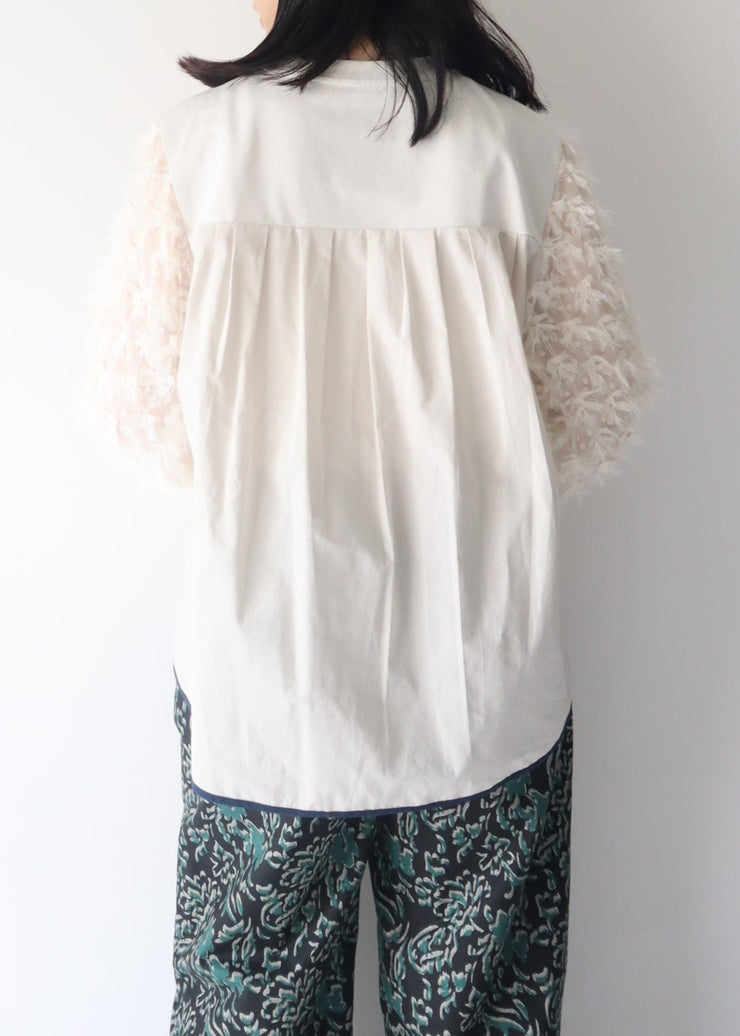 【新作】sleeve cut  jacquard T-shirt/K256-62272