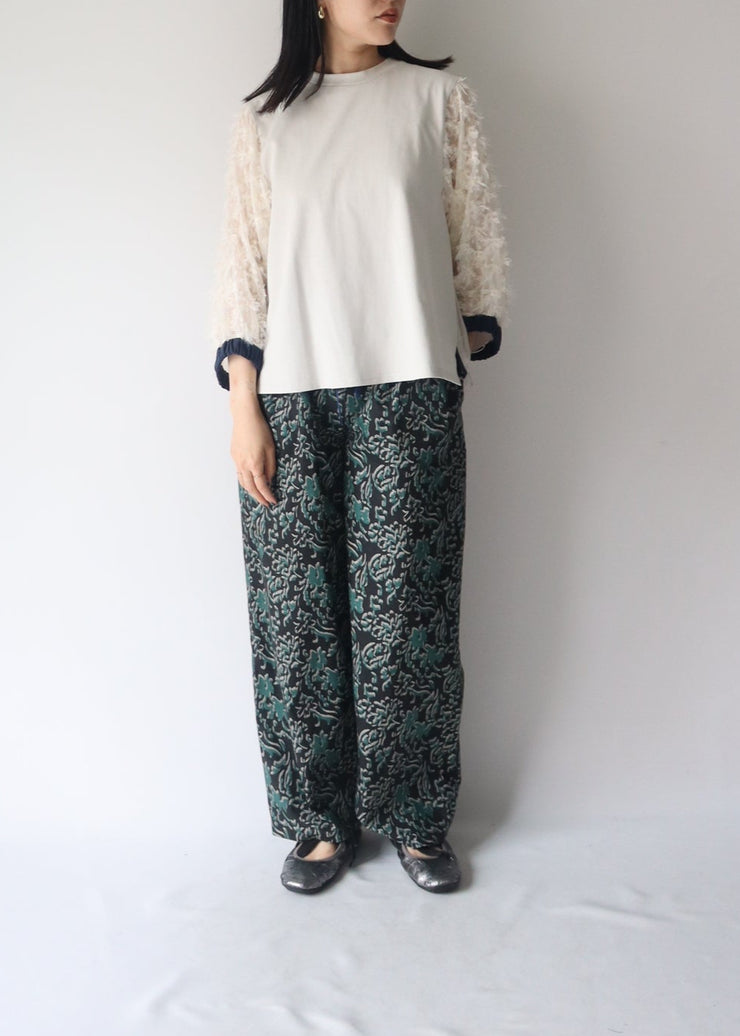 【新作】sleeve cut  jacquard T-shirt/K256-62272