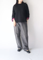 【新作】sleeve cut  jacquard T-shirt/K256-62272