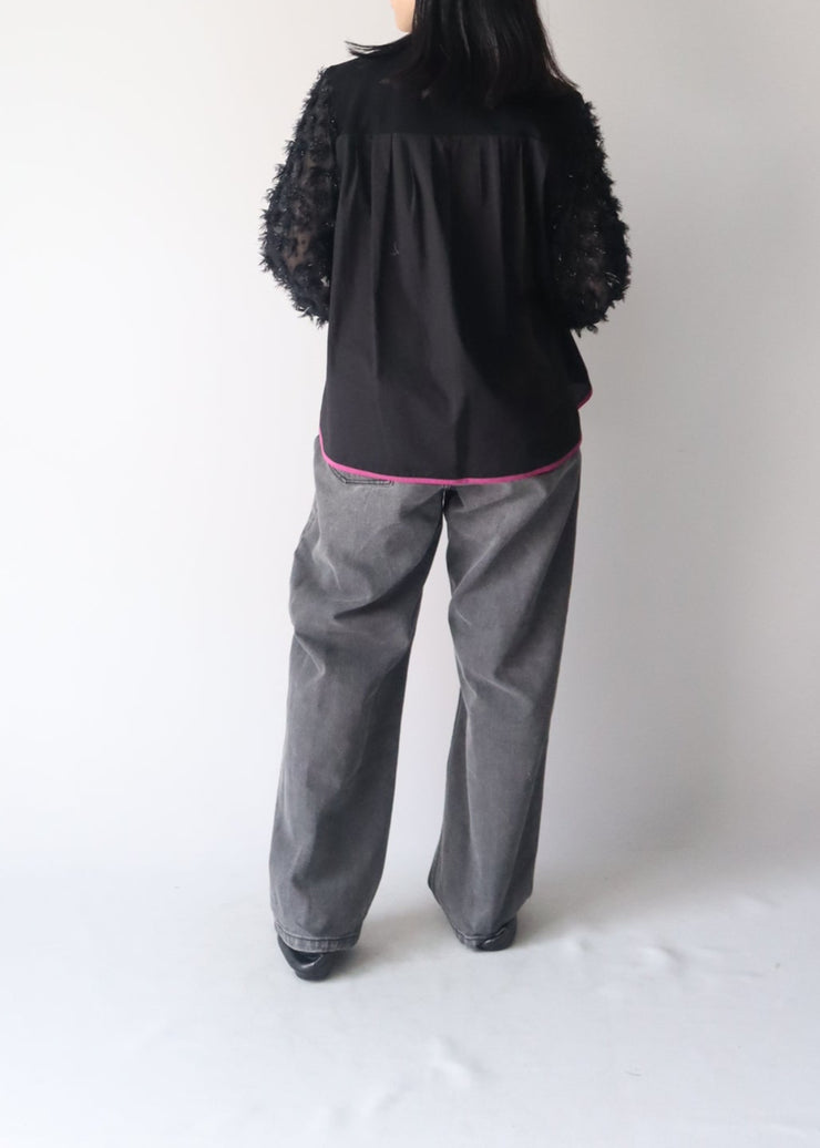 【新作】sleeve cut  jacquard T-shirt/K256-62272