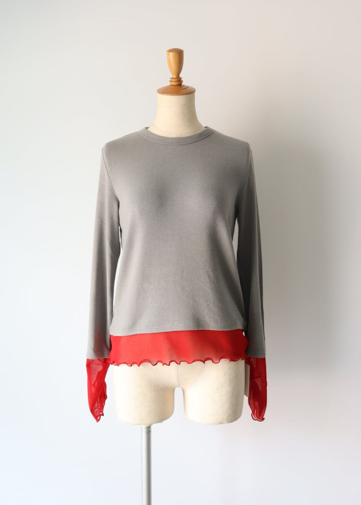 tulle color doking crew neck/K256-62267