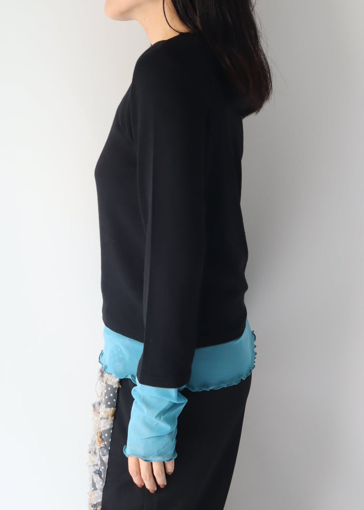 tulle color doking crew neck/K256-62267