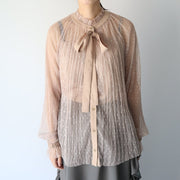 Dot tulle tie blouse/K246-66104