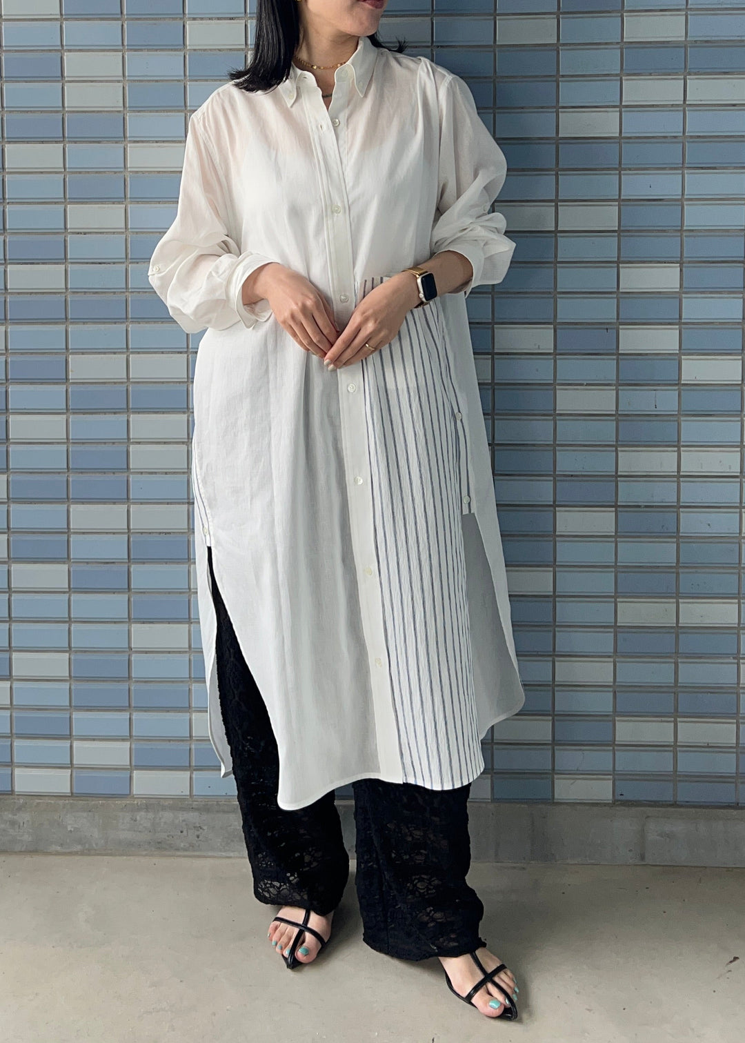 新作】switching long shirtスイッチングロングシャツ/K261-67153