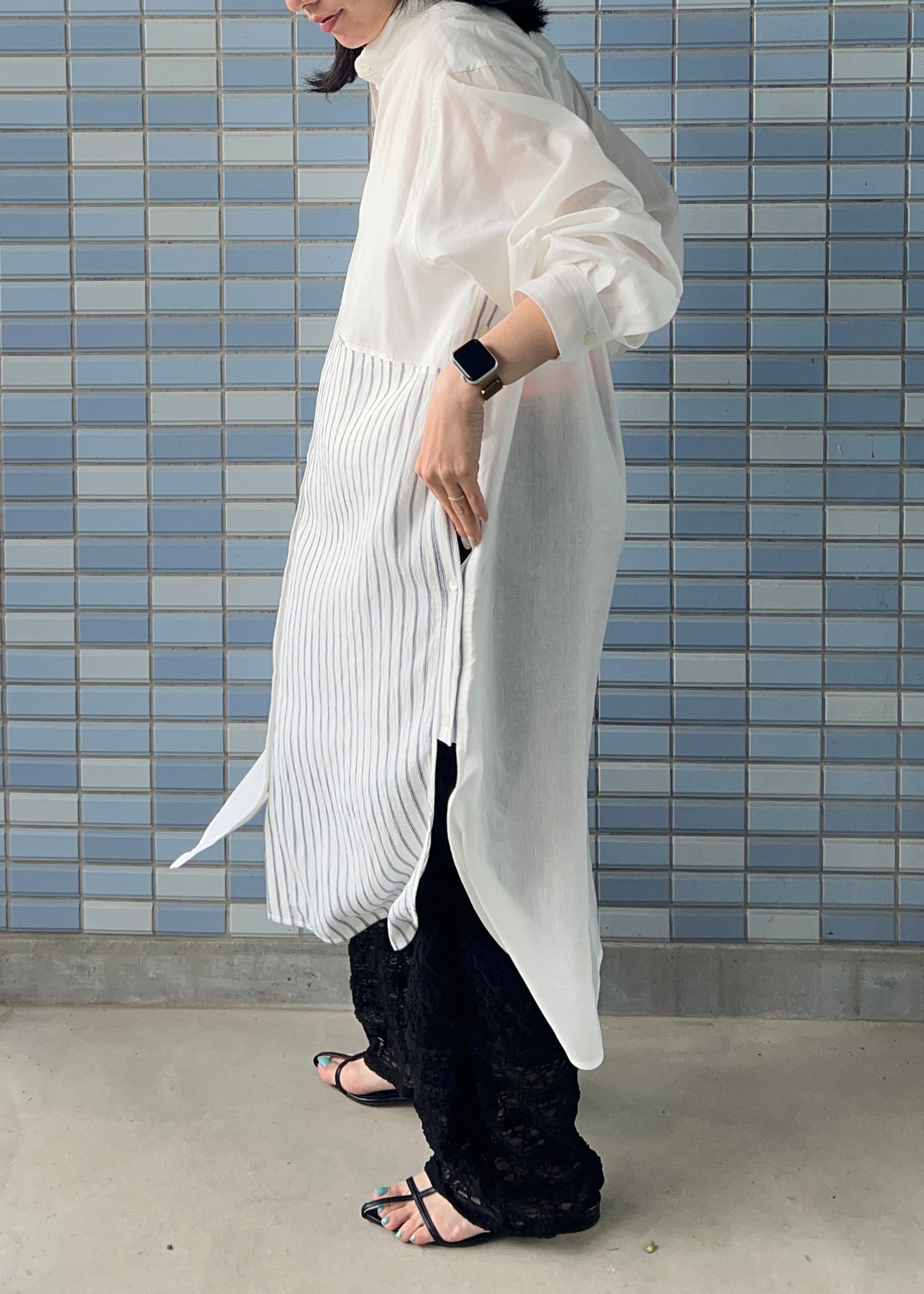 新作】switching long shirtスイッチングロングシャツ/K261-67153