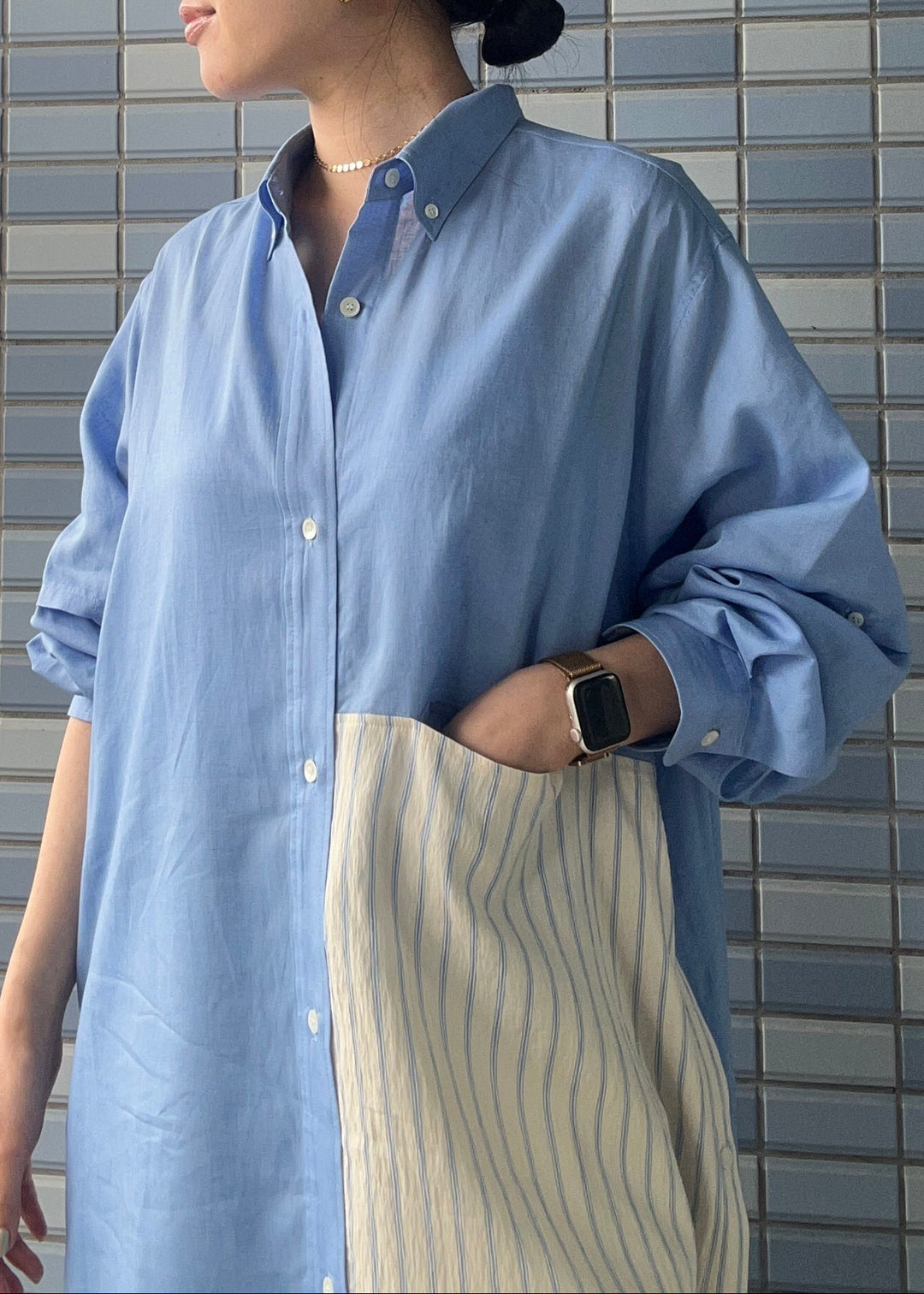 新作】switching long shirtスイッチングロングシャツ/K261-67153