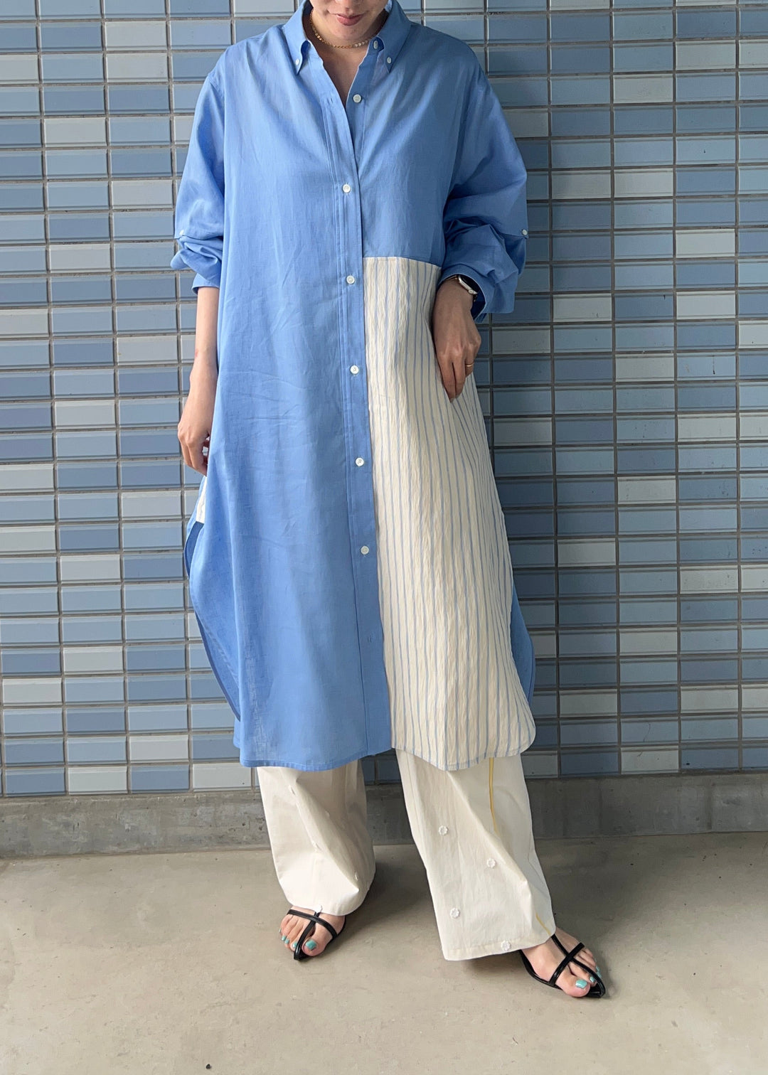 SALSATION WEAR　Long Shirt　ロングシャツ switching long shirtスイッチングロングシャツ/K261-67153 – Kittle.