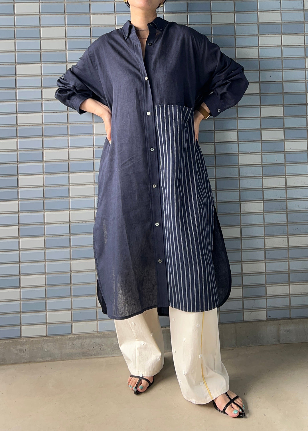 新作】switching long shirtスイッチングロングシャツ/K261-67153