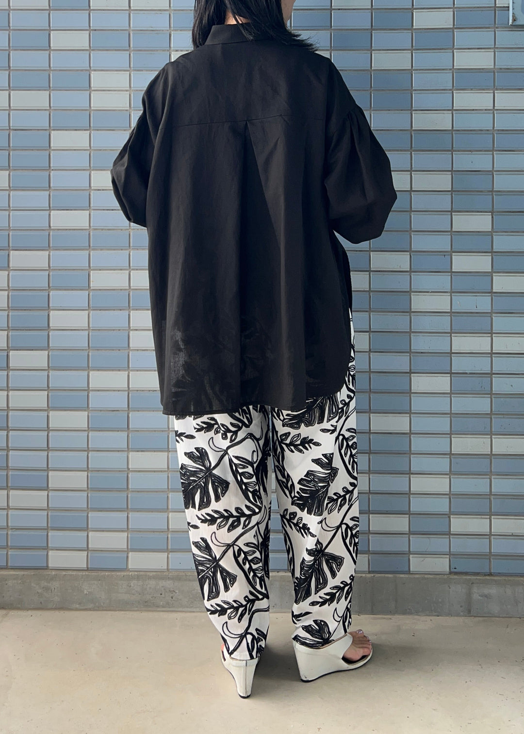 新作】jacquard two tuck cocoon pantsジャガード2タックコクーン