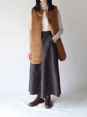 Cut jacquard flare skirt/K236-65068