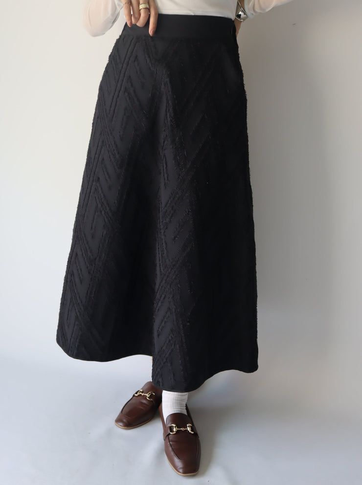Cut jacquard flare skirt/K236-65068