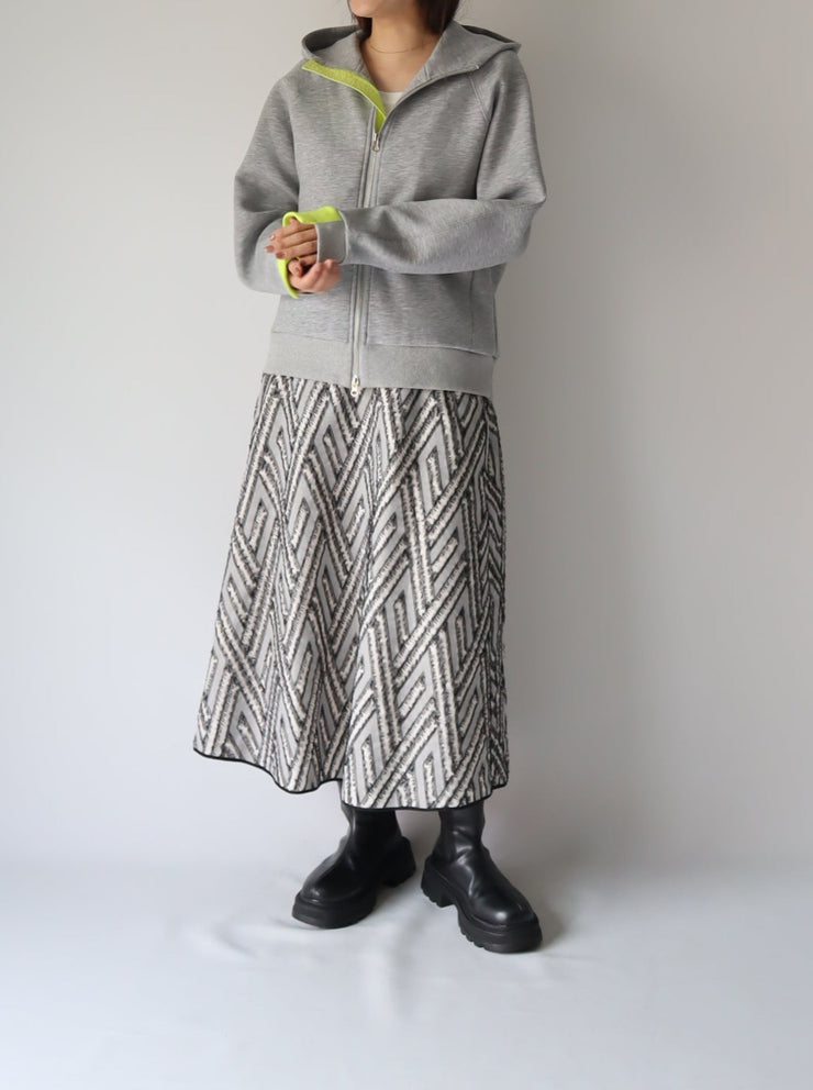 Cut jacquard flare skirt/K236-65068