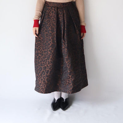 Leopard tuck skirt/K246-65079