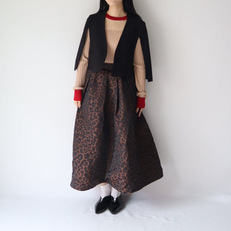 Leopard tuck skirt/K246-65079