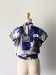 Paint print short blouse/K241-66100