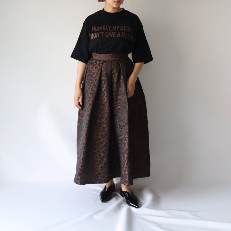 Leopard tuck skirt/K246-65079