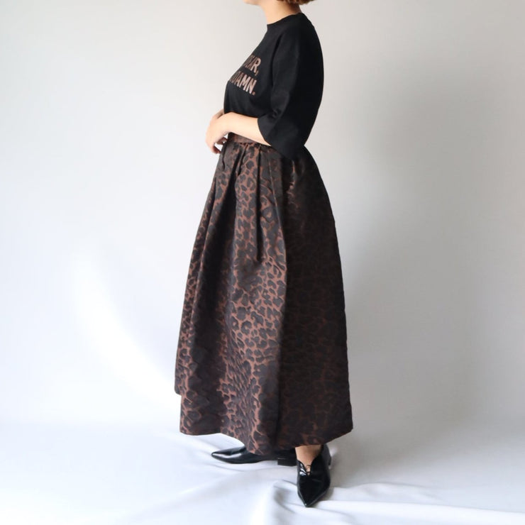 Leopard tuck skirt/K246-65079