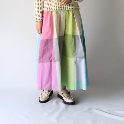 Check tuck skirt/K246-65082