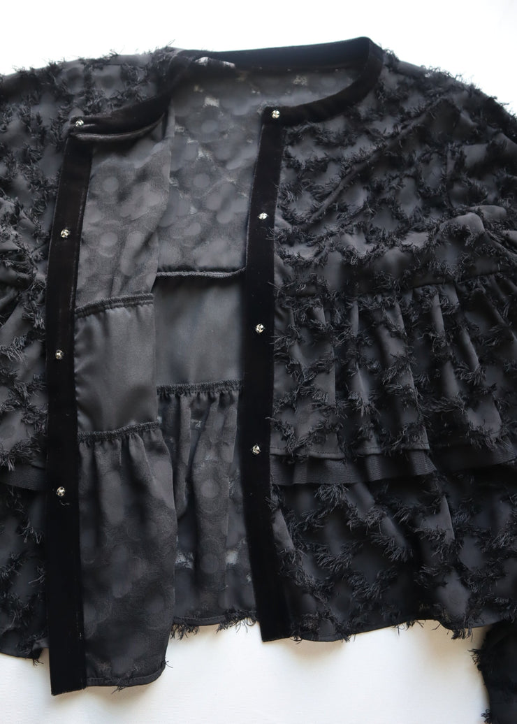 【第1位】cut jacquard tiered blouse/K256-66130