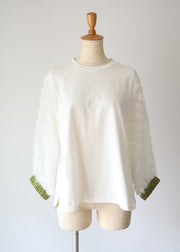 【新作】sleeve cut  jacquard T-shirt/K256-62272