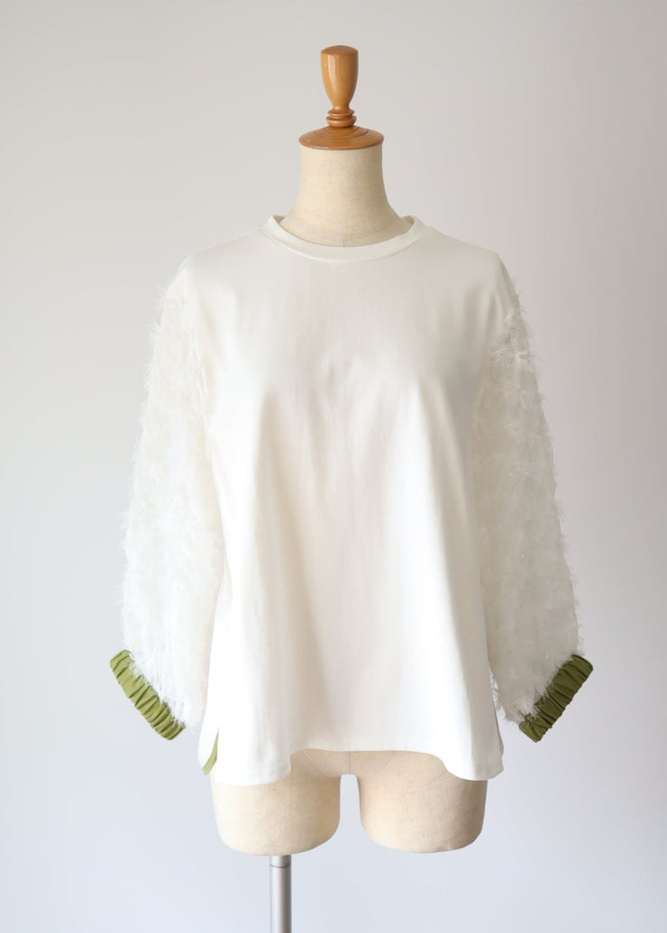 【新作】sleeve cut  jacquard T-shirt/K256-62272