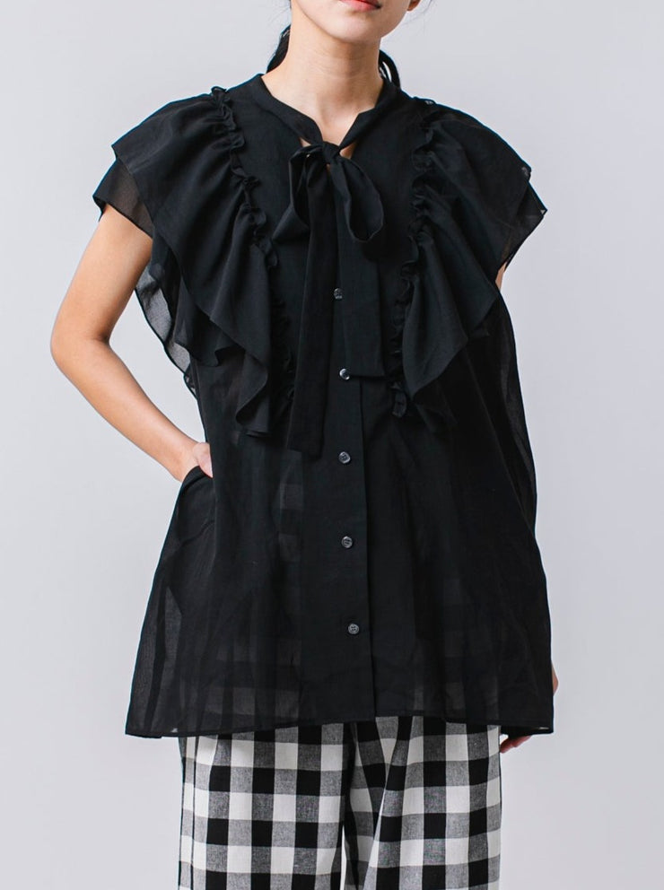 Tie  raffle blouse/K241-66101