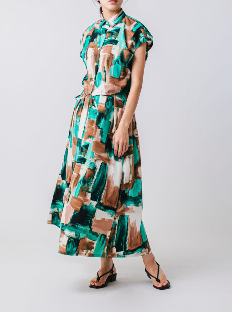 Paint print skirt/K241-65077