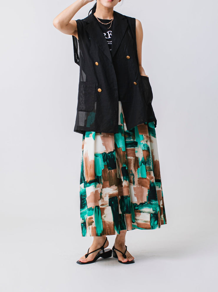 Paint print skirt/K241-65077