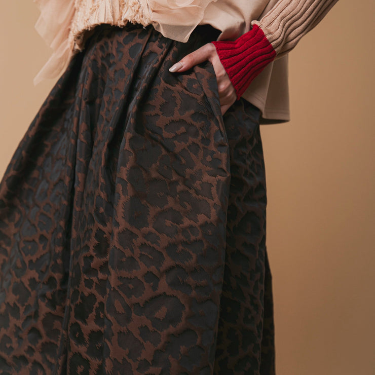 Leopard tuck skirt/K246-65079