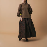 Leopard tuck skirt/K246-65079