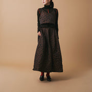 Leopard tuck skirt/K246-65079