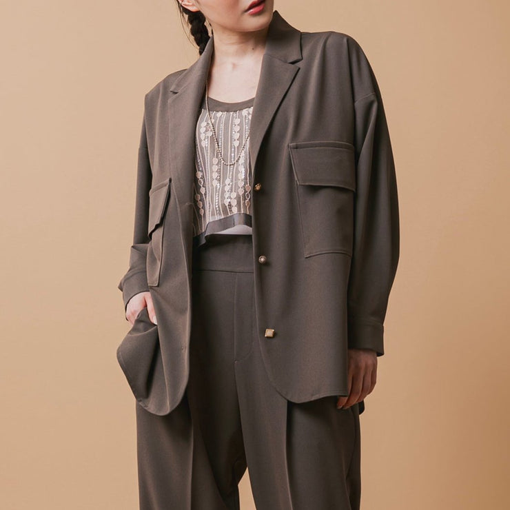 Open collar shirt jacket/K246-68117