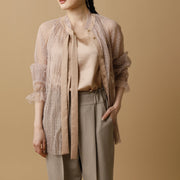 Dot tulle tie blouse/K246-66104