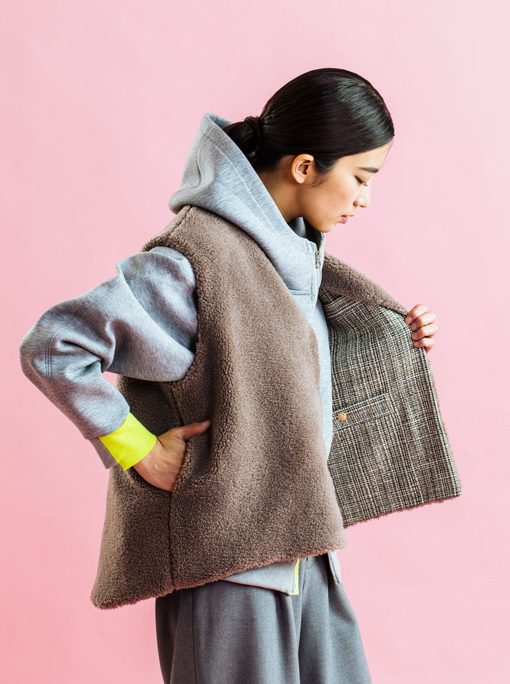 Tweed reversible vest/K236-68086