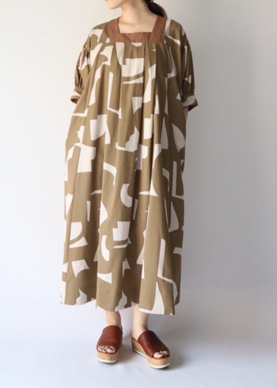Square neck print one-piece/K231-67075